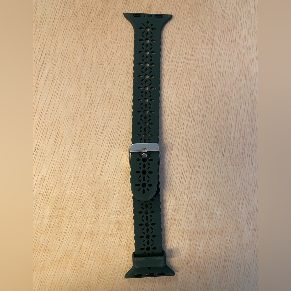 NWOT, free with purchase, Silicone Lace patter, Olive Green, Apple Watch Band